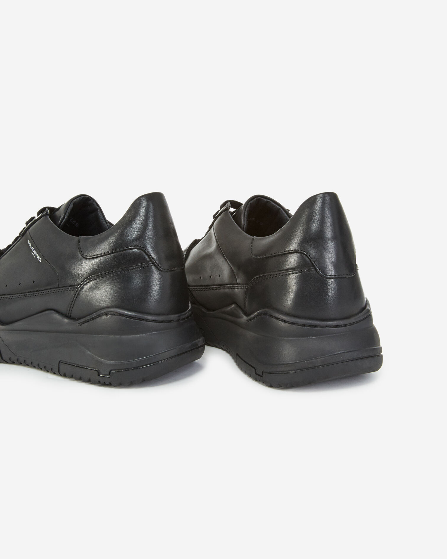 Black leather sneakers with cut-outs, BLACK, hi-res image number null