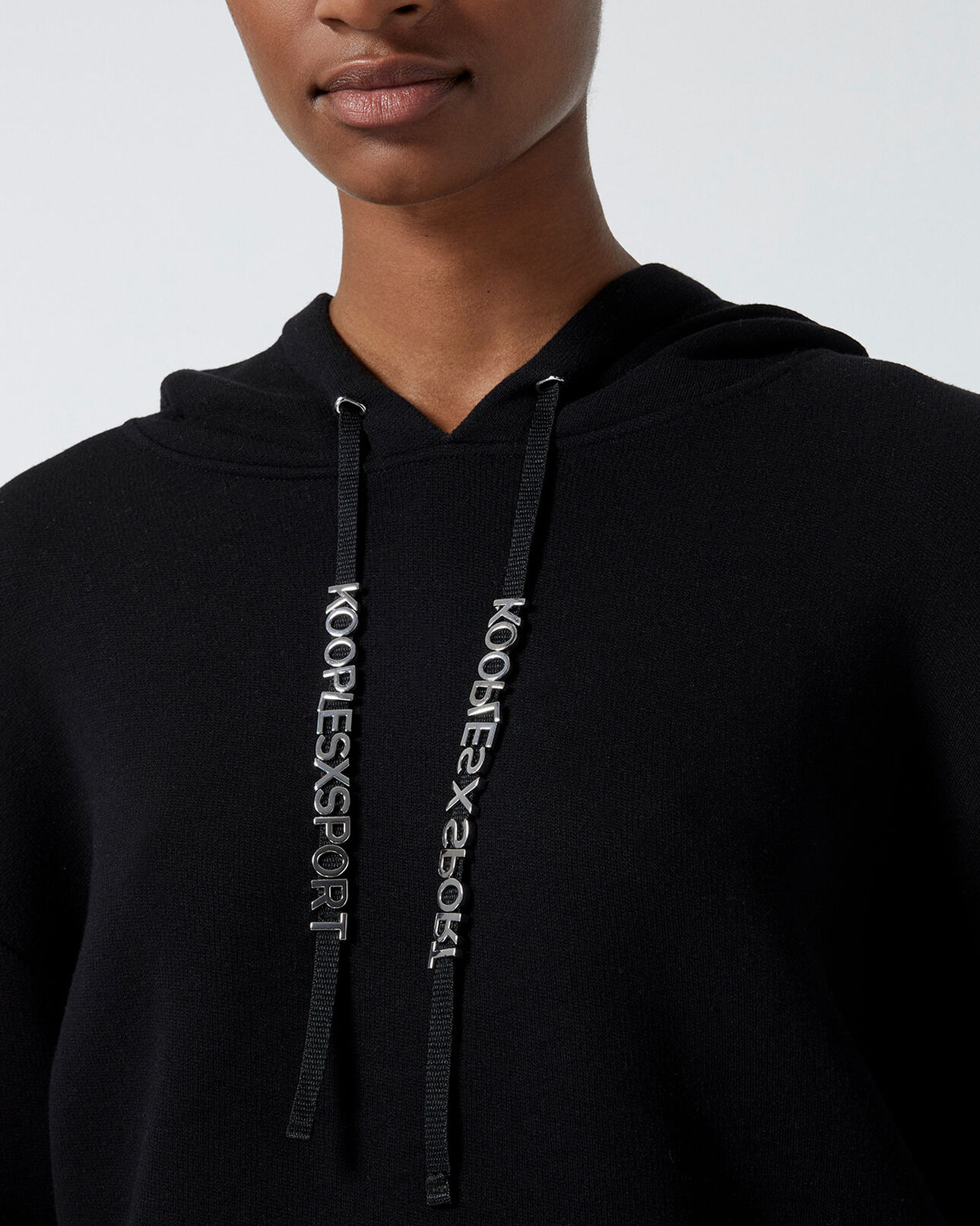 The Kooples MUJER BLACK sudadera negra capucha cordón estampado