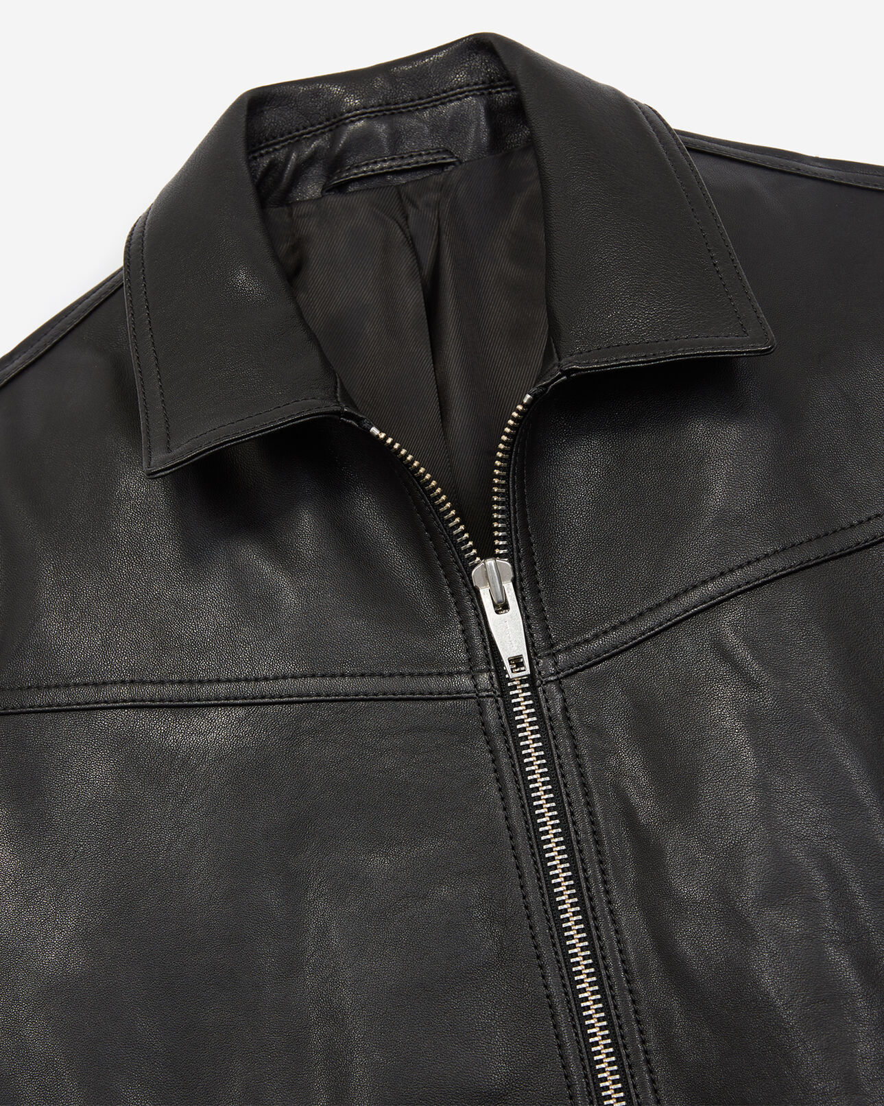 The Kooples MEN BLACK black leather jacket with classic collar