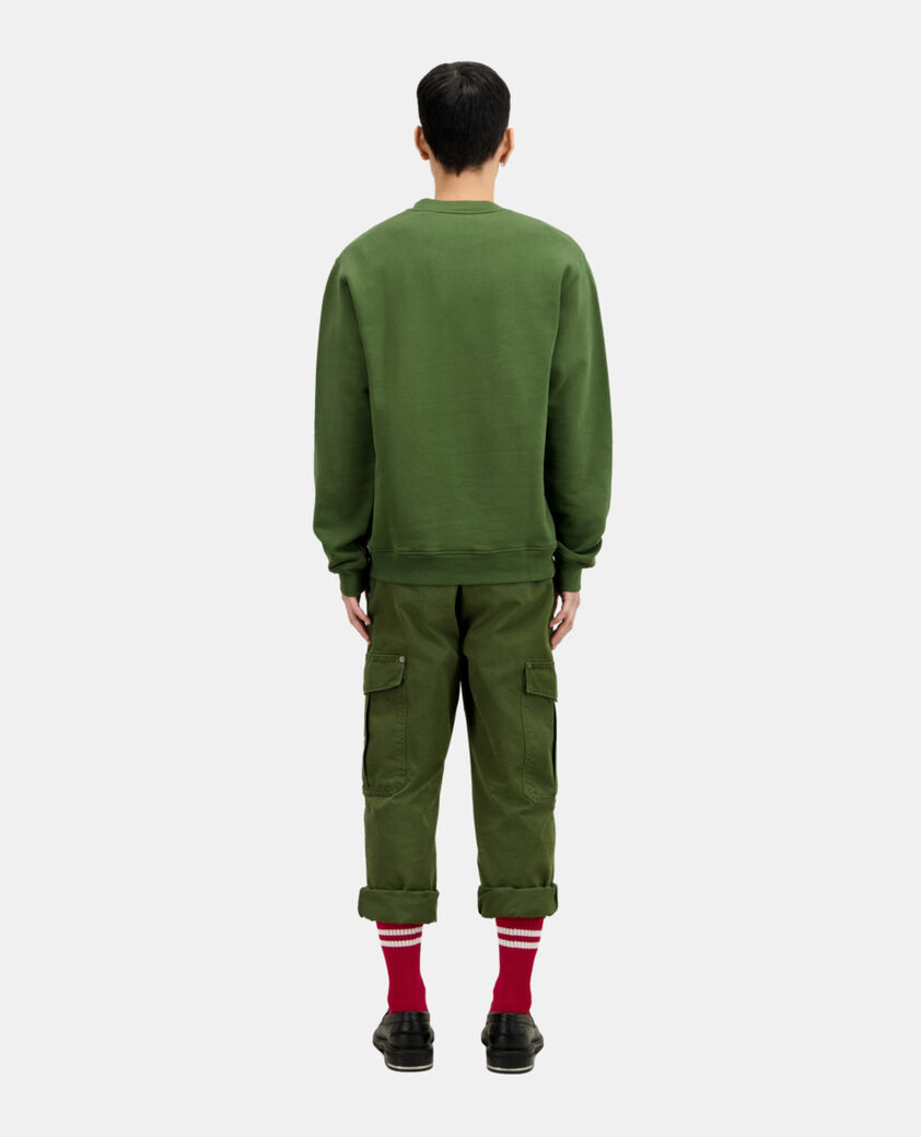 The Kooples MEN USED KAKI khaki sweatshirt with rock eagle serigraphy