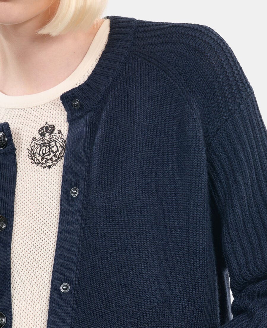 The Kooples DAMEN DARK BLUE marineblaue strickjacke aus wolle