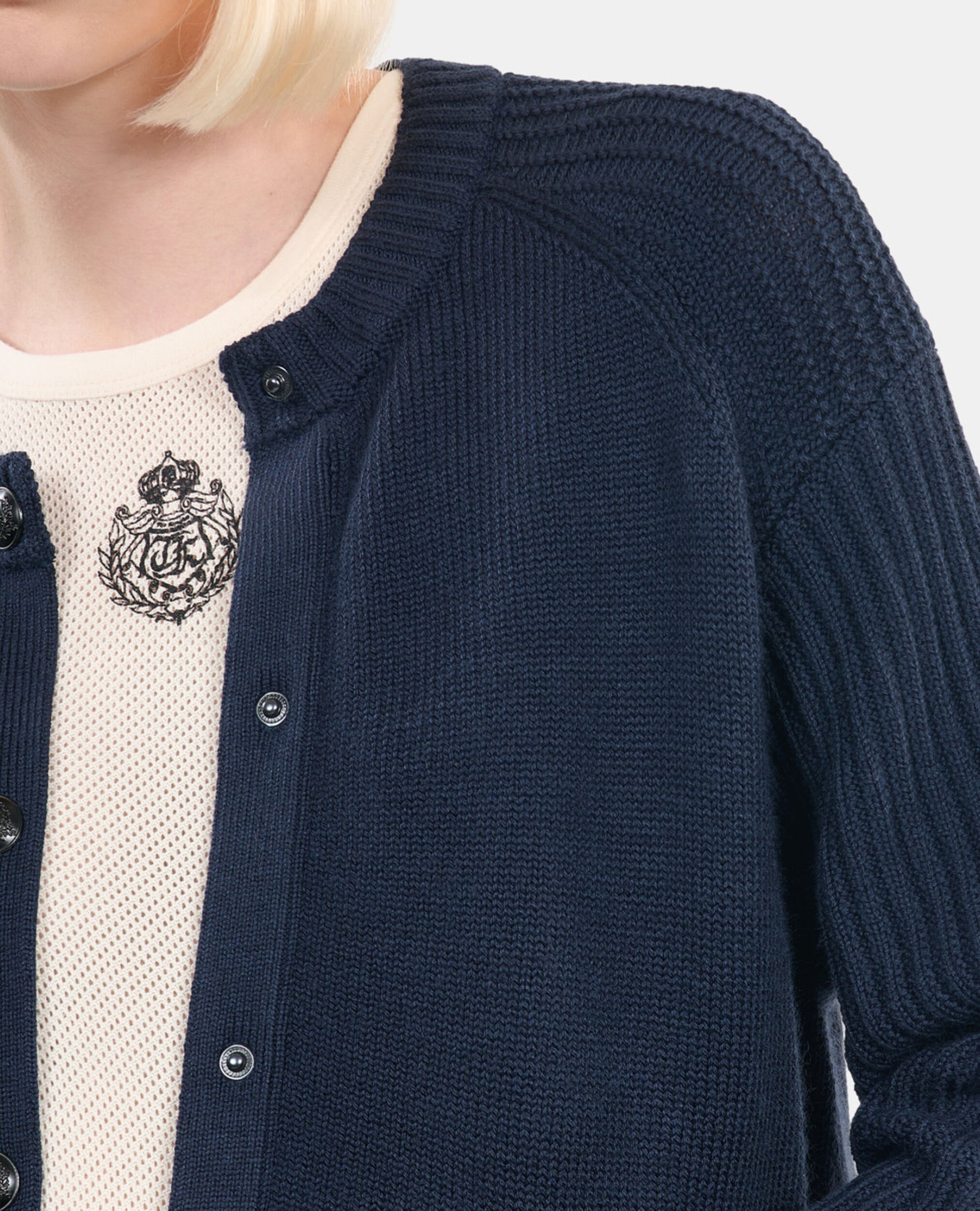 Marineblaue Strickjacke aus Wolle, DARK BLUE, hi-res image number null