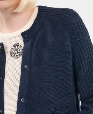 The Kooples DAMEN DARK BLUE marineblaue strickjacke aus wolle