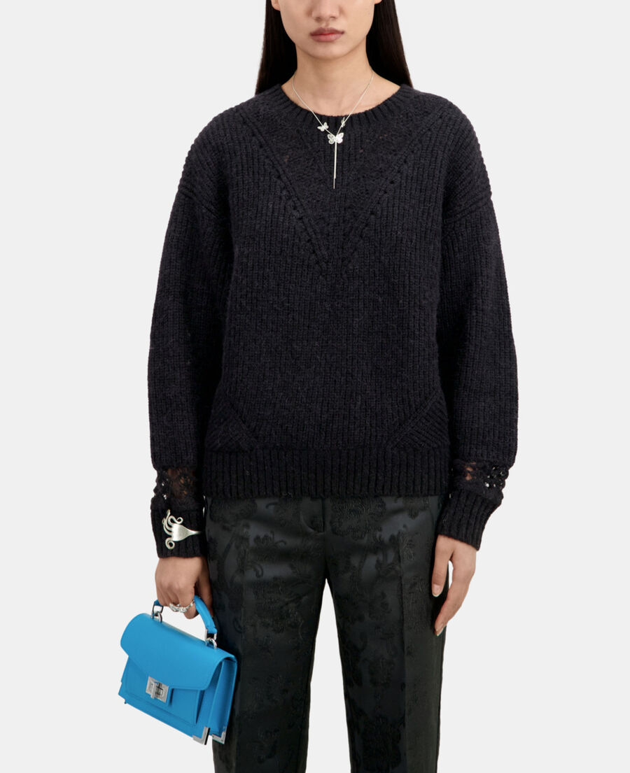 black wool-blend sweater