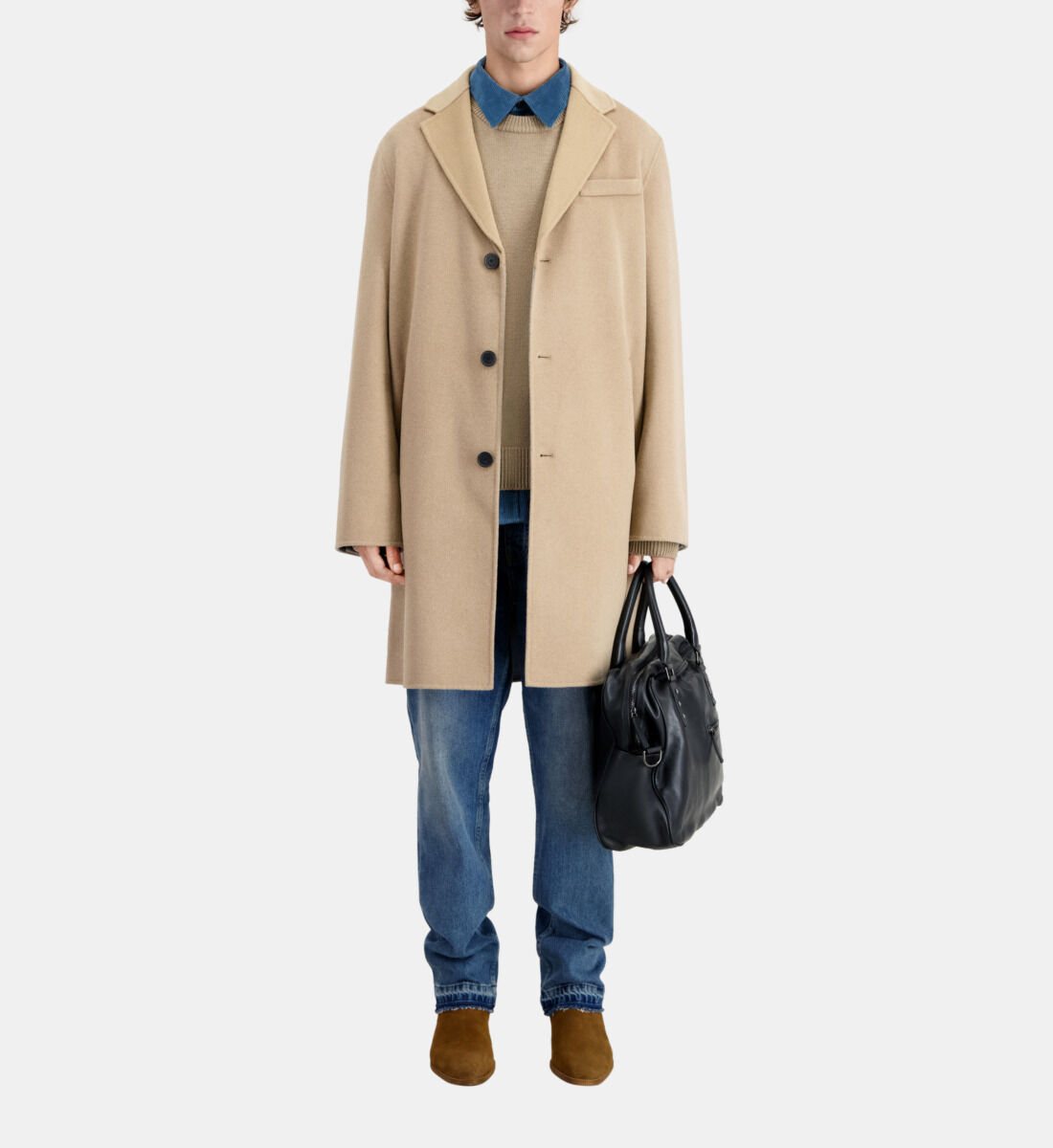 Long beige wool blend coat The Kooples