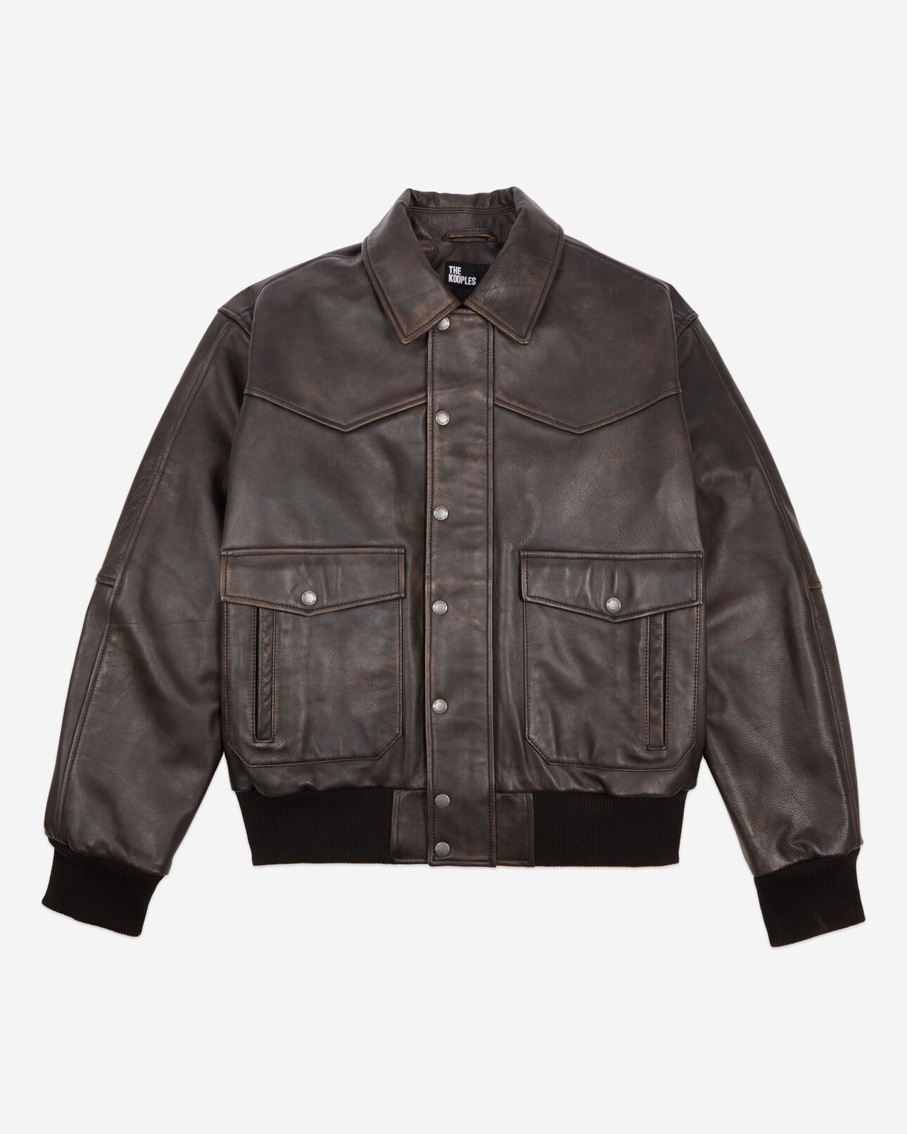 The Kooples MEN DARK BROWN brown leather jacket