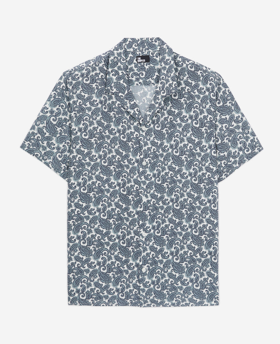 The Kooples HERREN WHITE - BLUE kurzärmeliges hemd mit print 