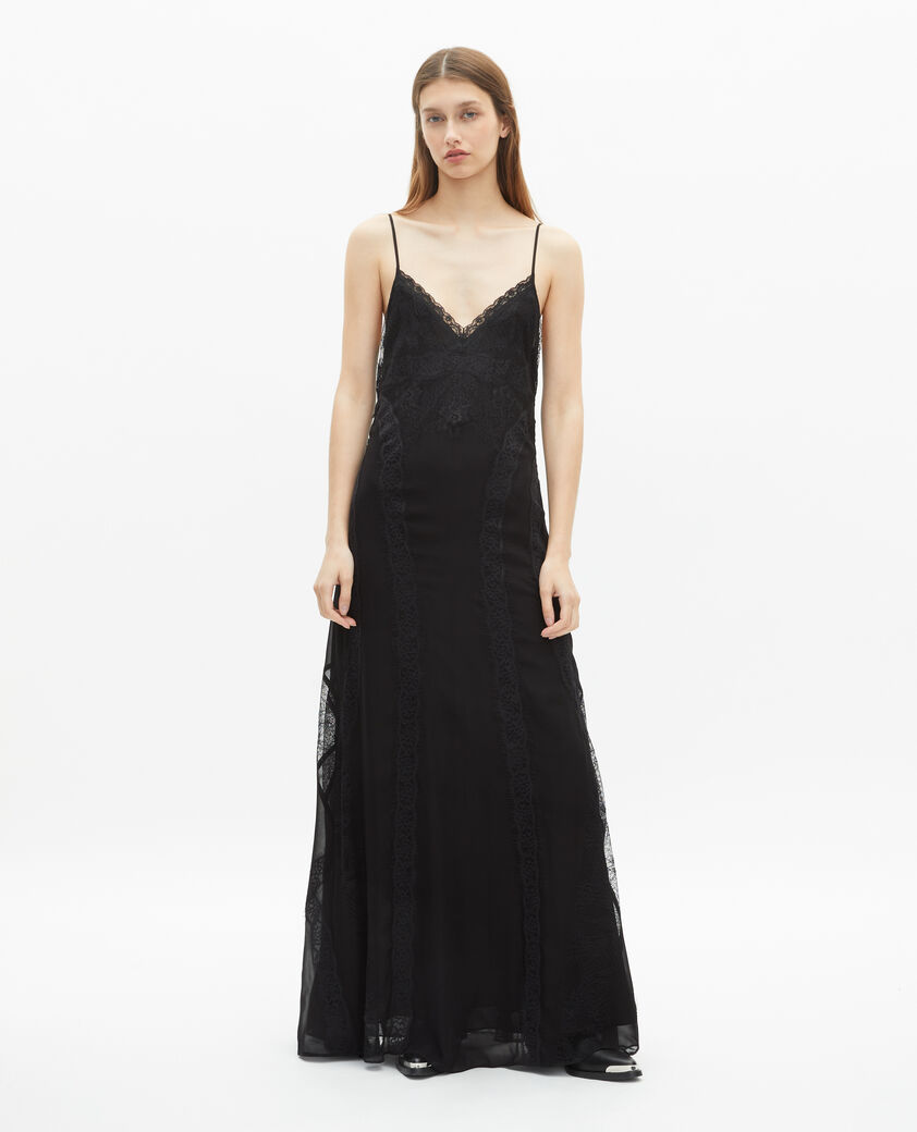 The Kooples MUJER BLACK maxi vestido de encaje negro