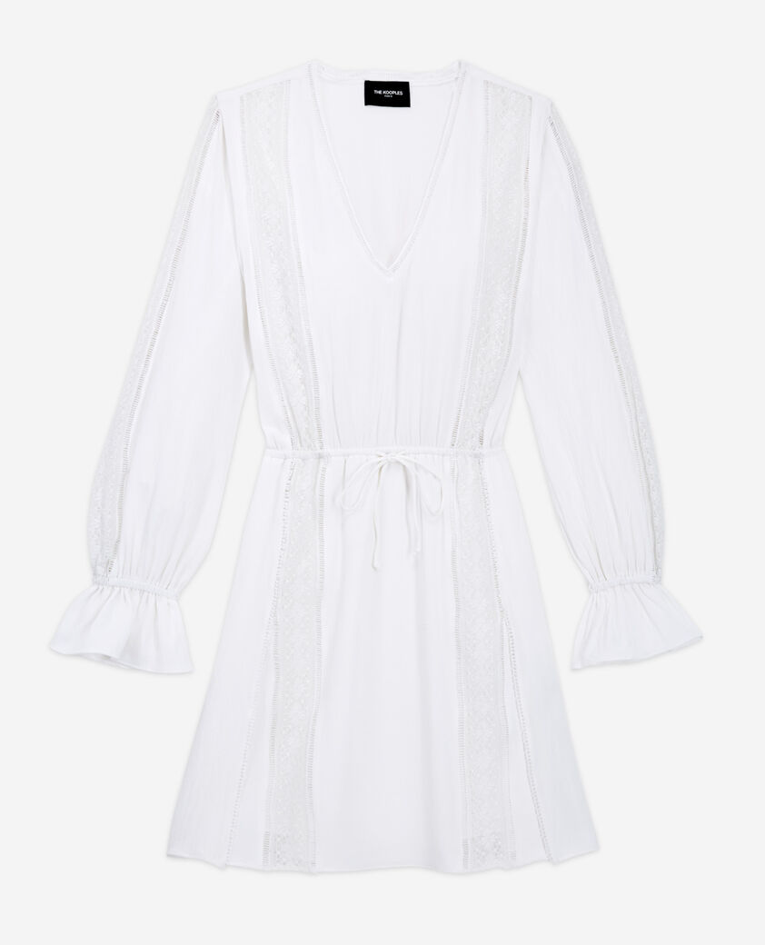 The Kooples WOMEN WHITE short white lace dress w/ openwork detailing