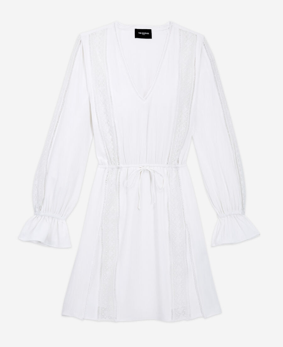The Kooples WOMEN WHITE short white lace dress w/ openwork detailing