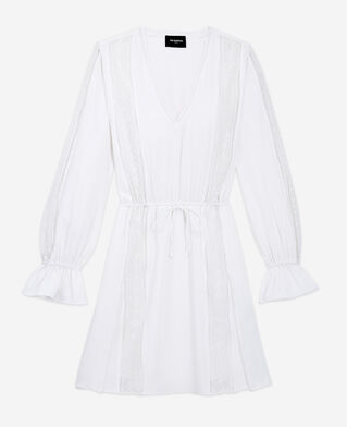 The Kooples WOMEN WHITE short white lace dress w/ openwork detailing
