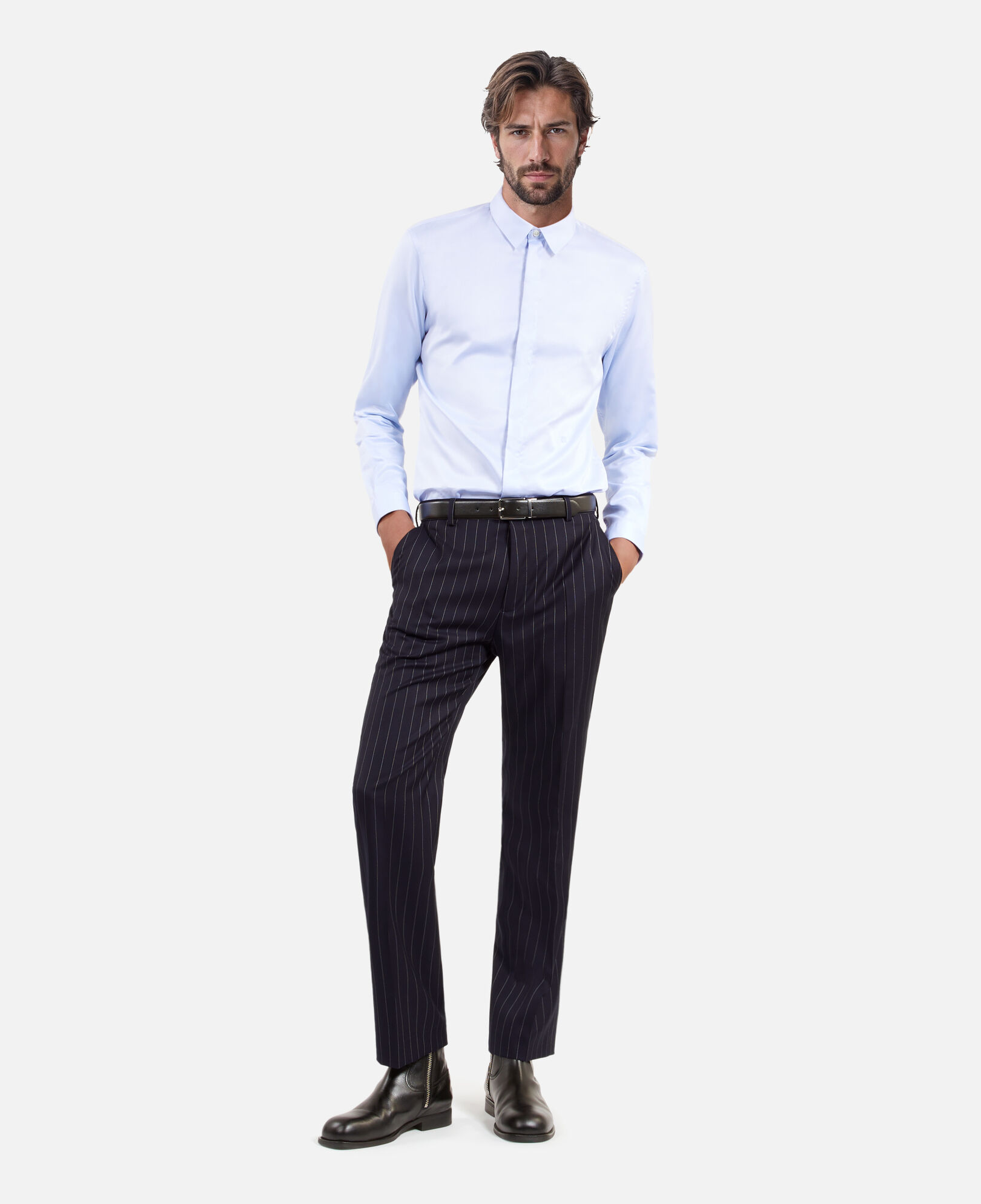 The Kooples MEN DARK NAVY blue striped suit pants