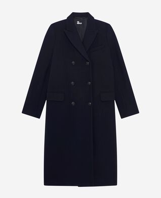 The Kooples FEMME NAVY manteau long croisé en laine marine