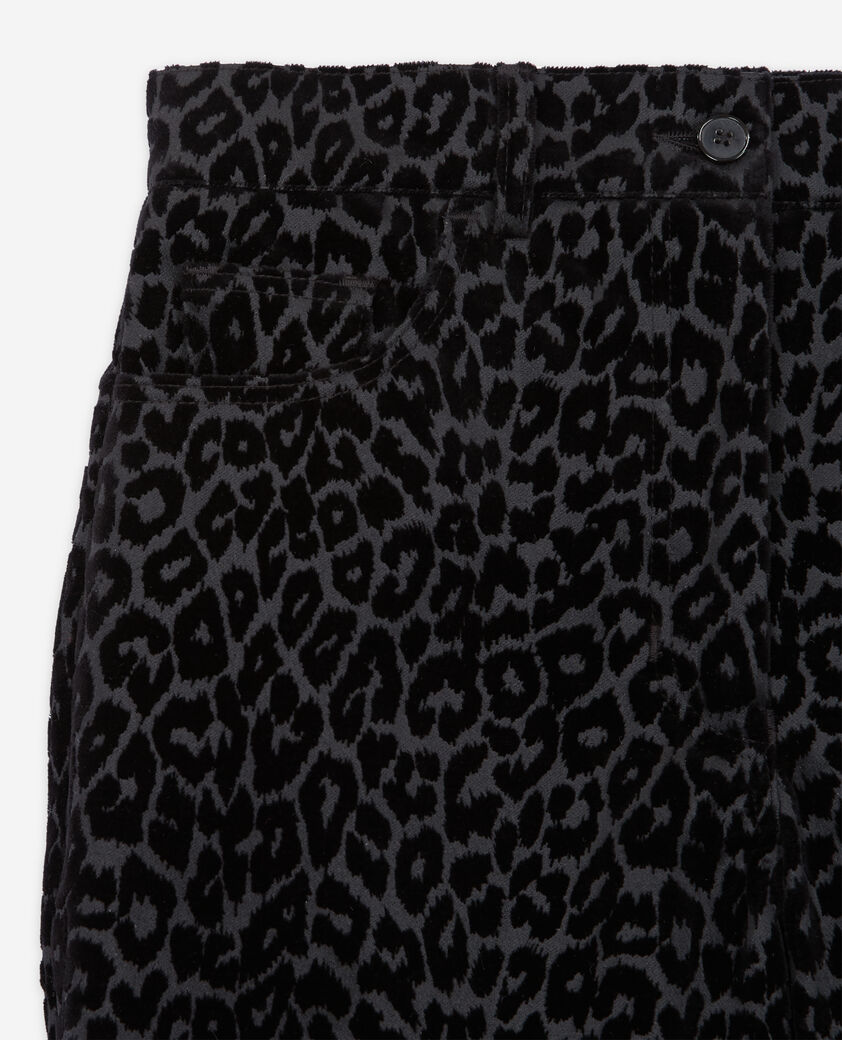 The Kooples WOMEN BLACK black velvet suit pants with leopard print