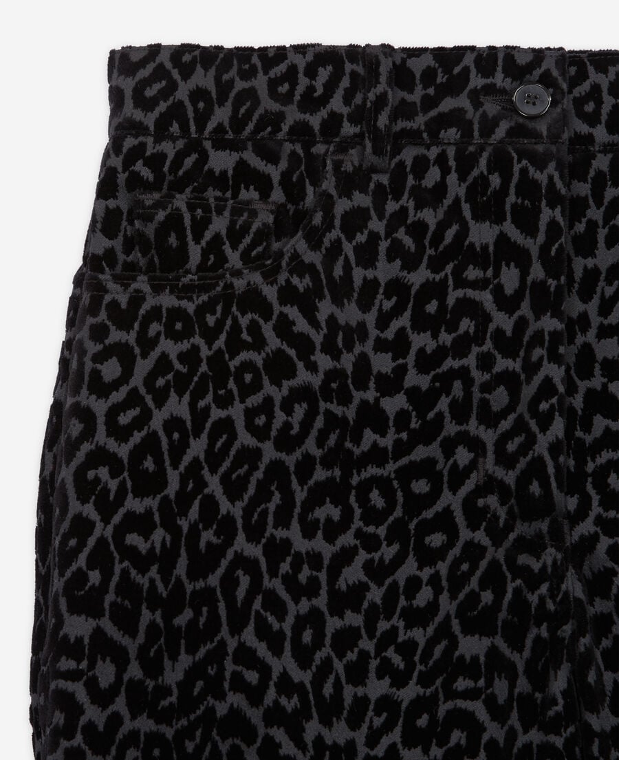 The Kooples WOMEN BLACK black velvet suit pants with leopard print