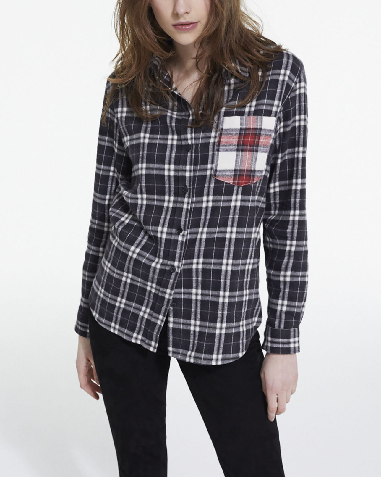 The Kooples WOMEN BLACK overshirt with check motif