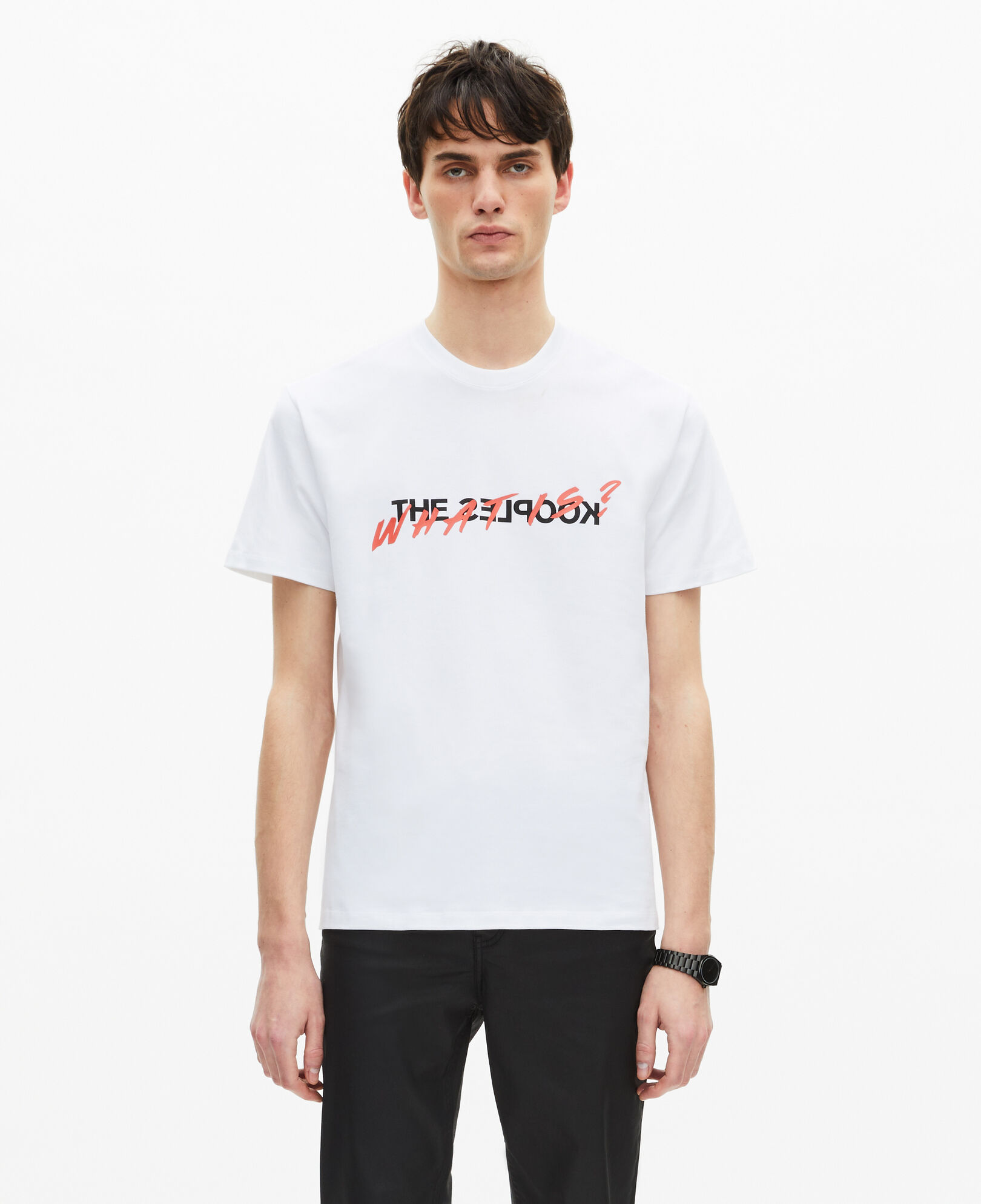 The Kooples HERREN WHITE weißes t-shirt „what is“ für herren