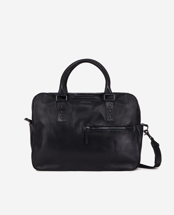 black leather briefcase