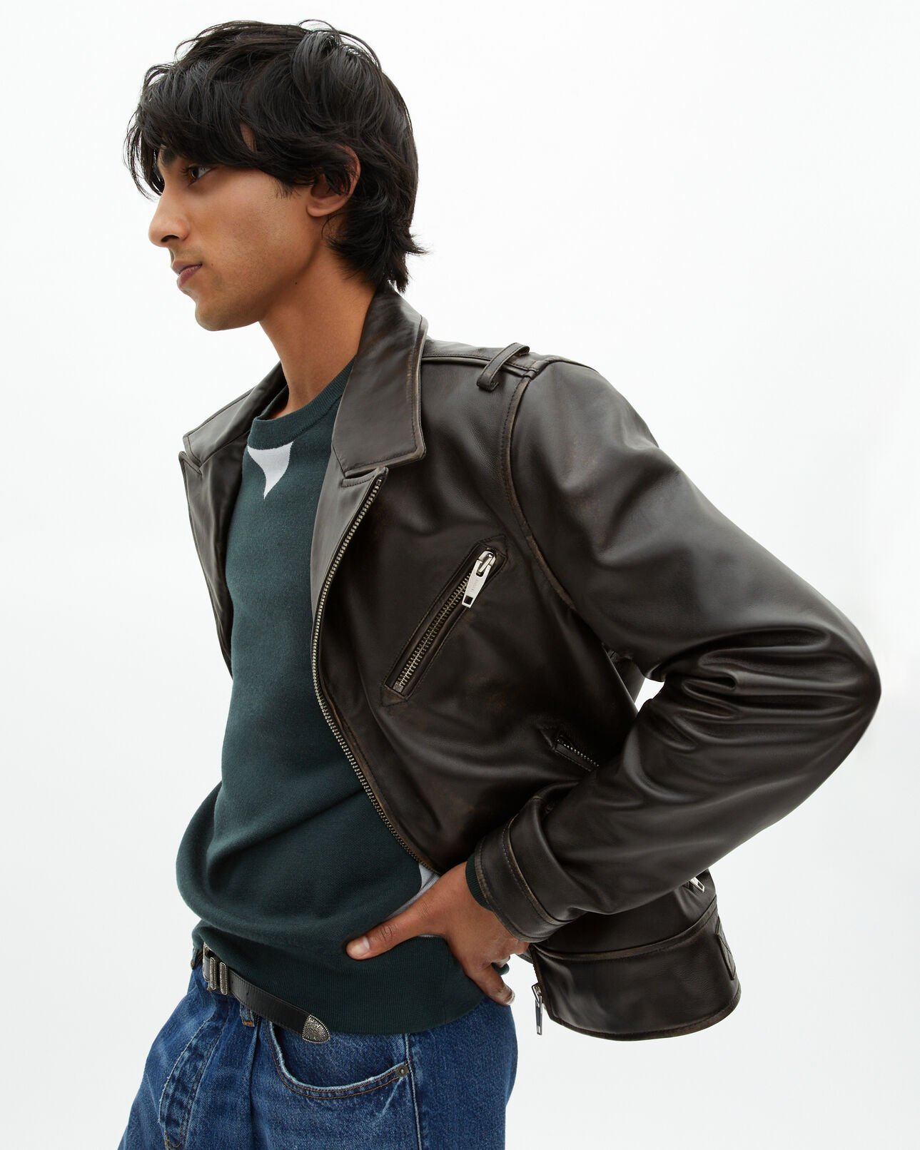 The Kooples H BLACK USED LIGHT black leather biker jacket