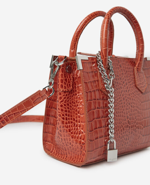 ming medium red croc-print bag in leather