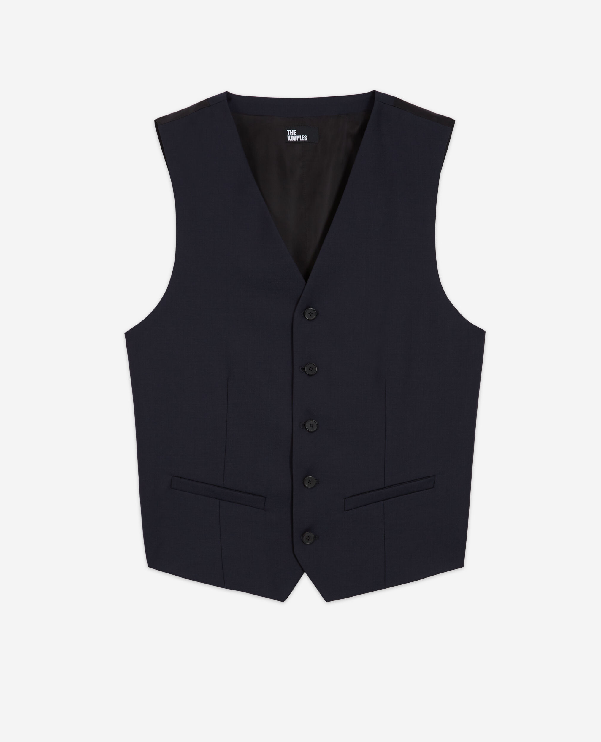Navy blue wool suit vest tailored cut, DARK NAVY, hi-res image number null