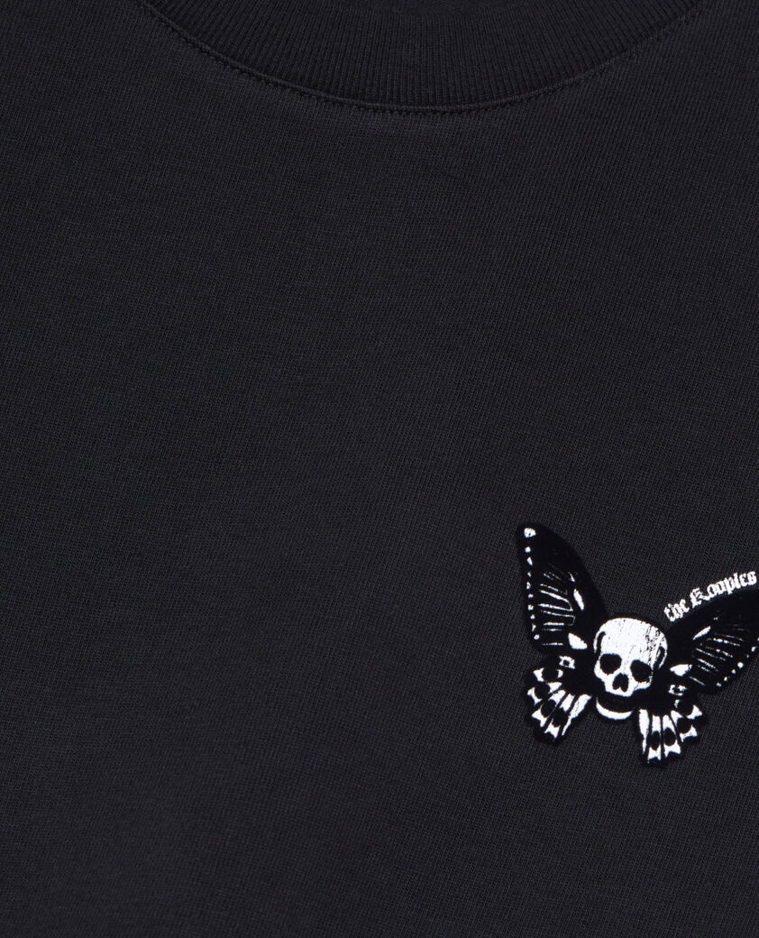 The Kooples MEN BLACK black t-shirt with butterfly flocking