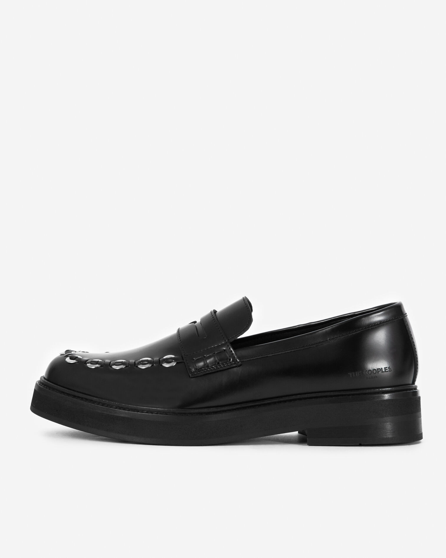 Mocassins noirs cuir à œillets tressés, BLACK, hi-res image number null