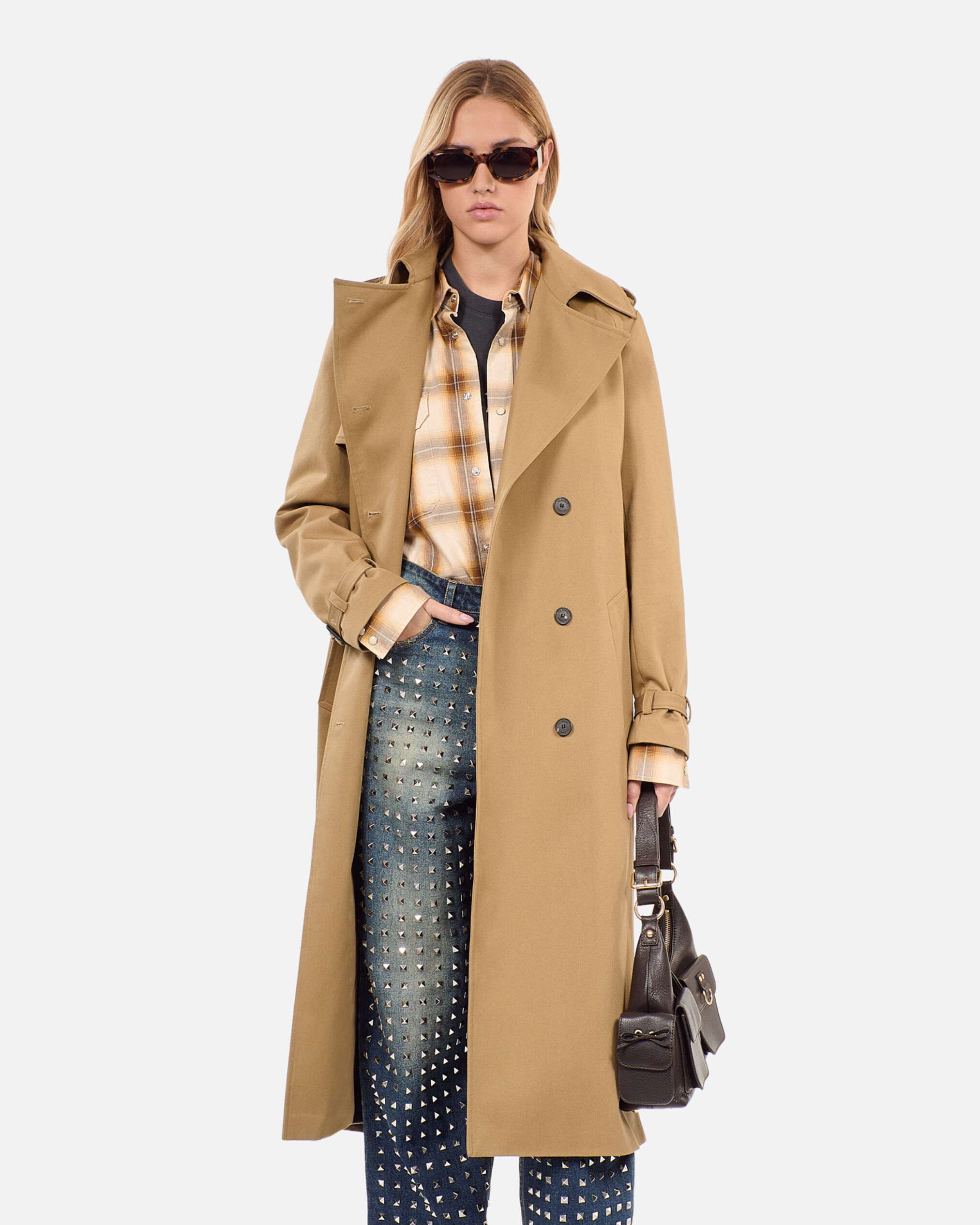 The Kooples Women s Long Beige Trench Coat Size 42