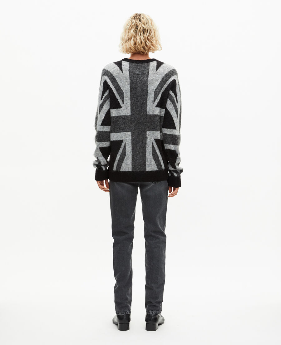 The Kooples HOMME BLACK GREY pull drapeau anglais noir