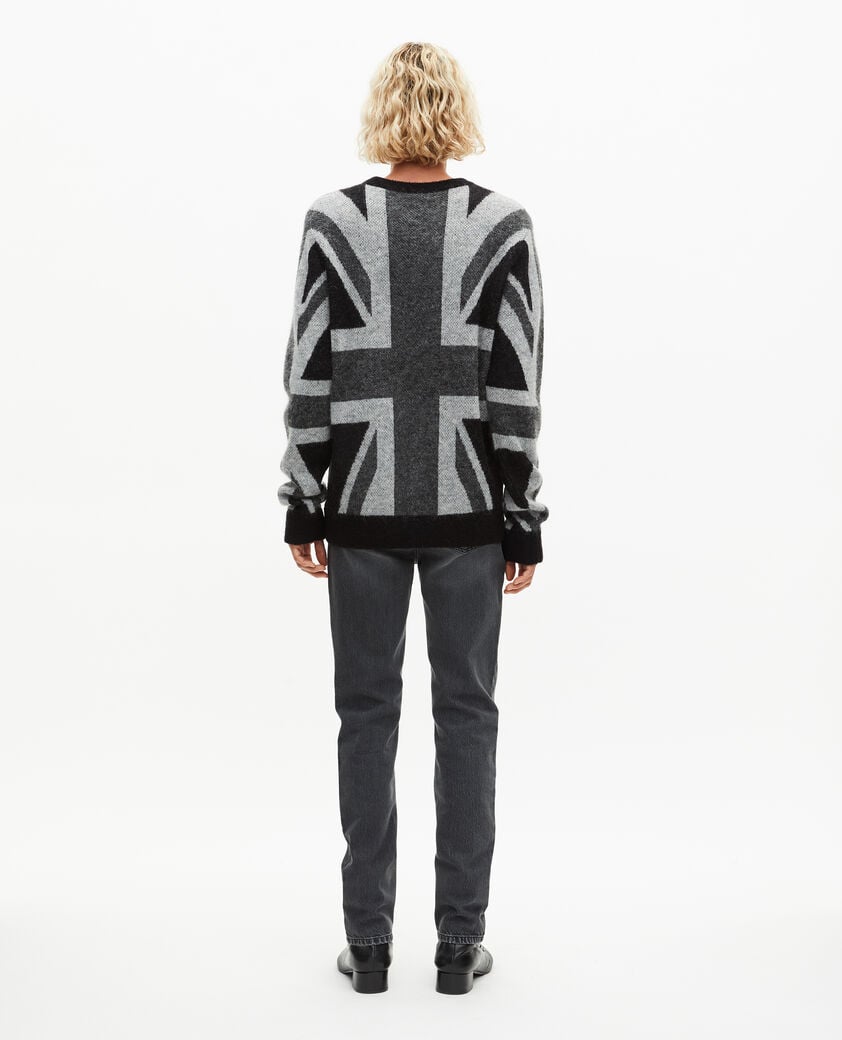 The Kooples HOMME BLACK GREY pull drapeau anglais noir