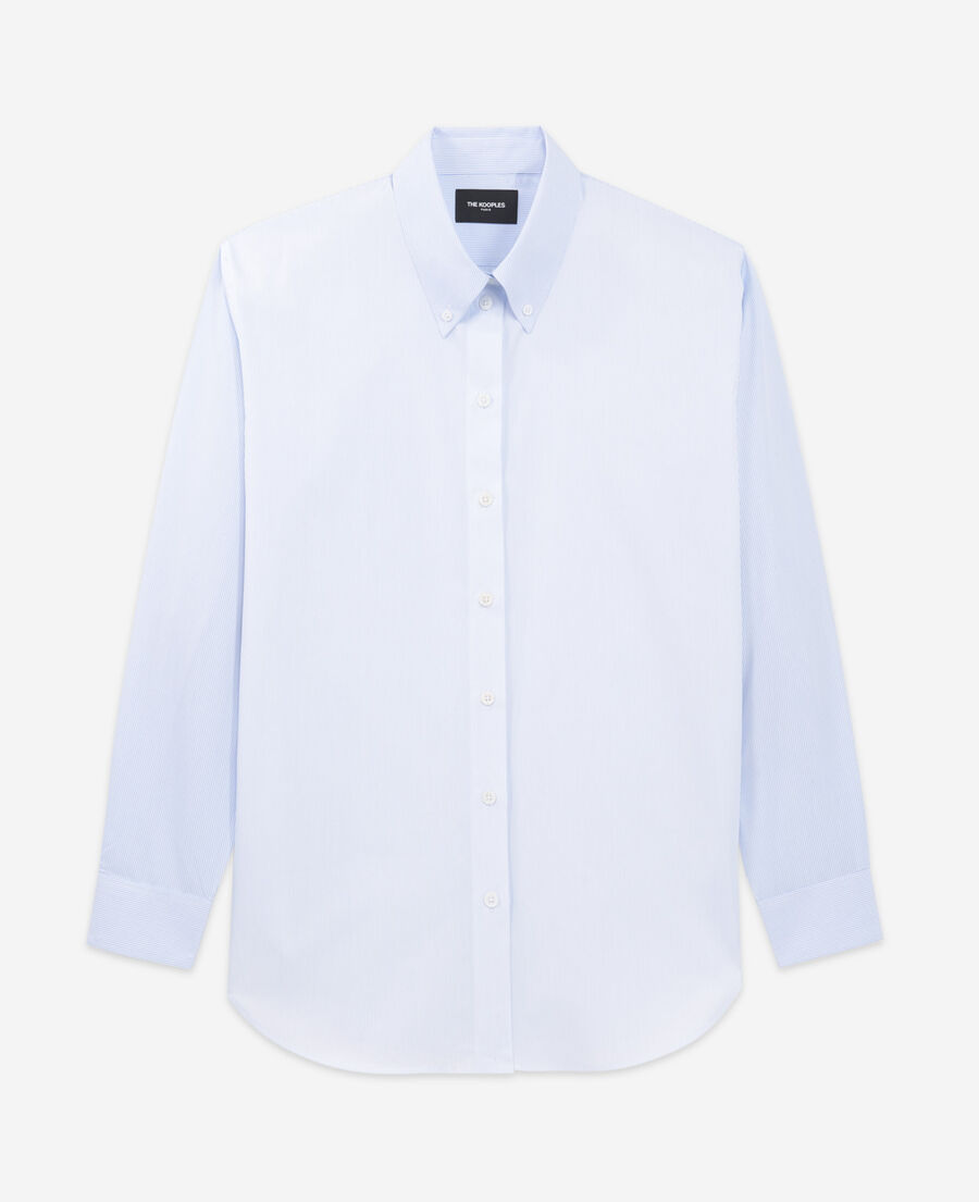 chemise coton rayée blanc et bleu
