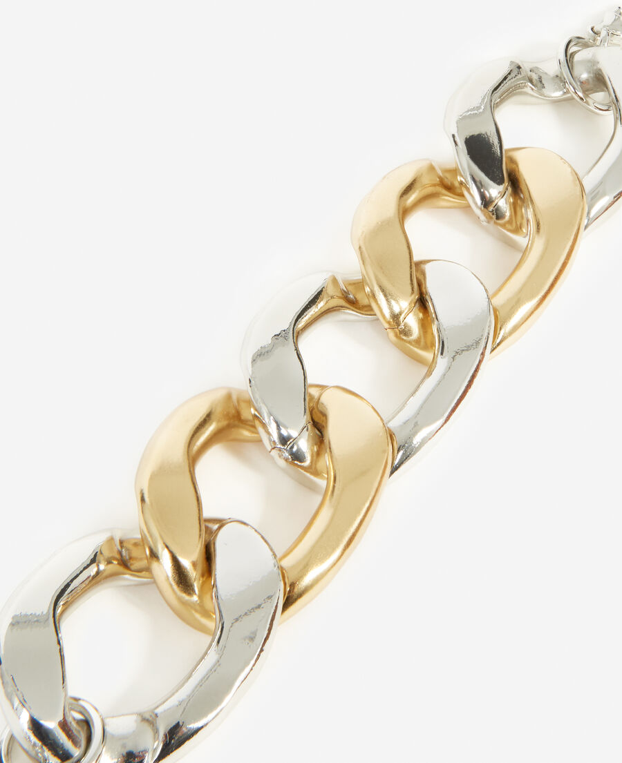 two-tone metal bracelet with large links