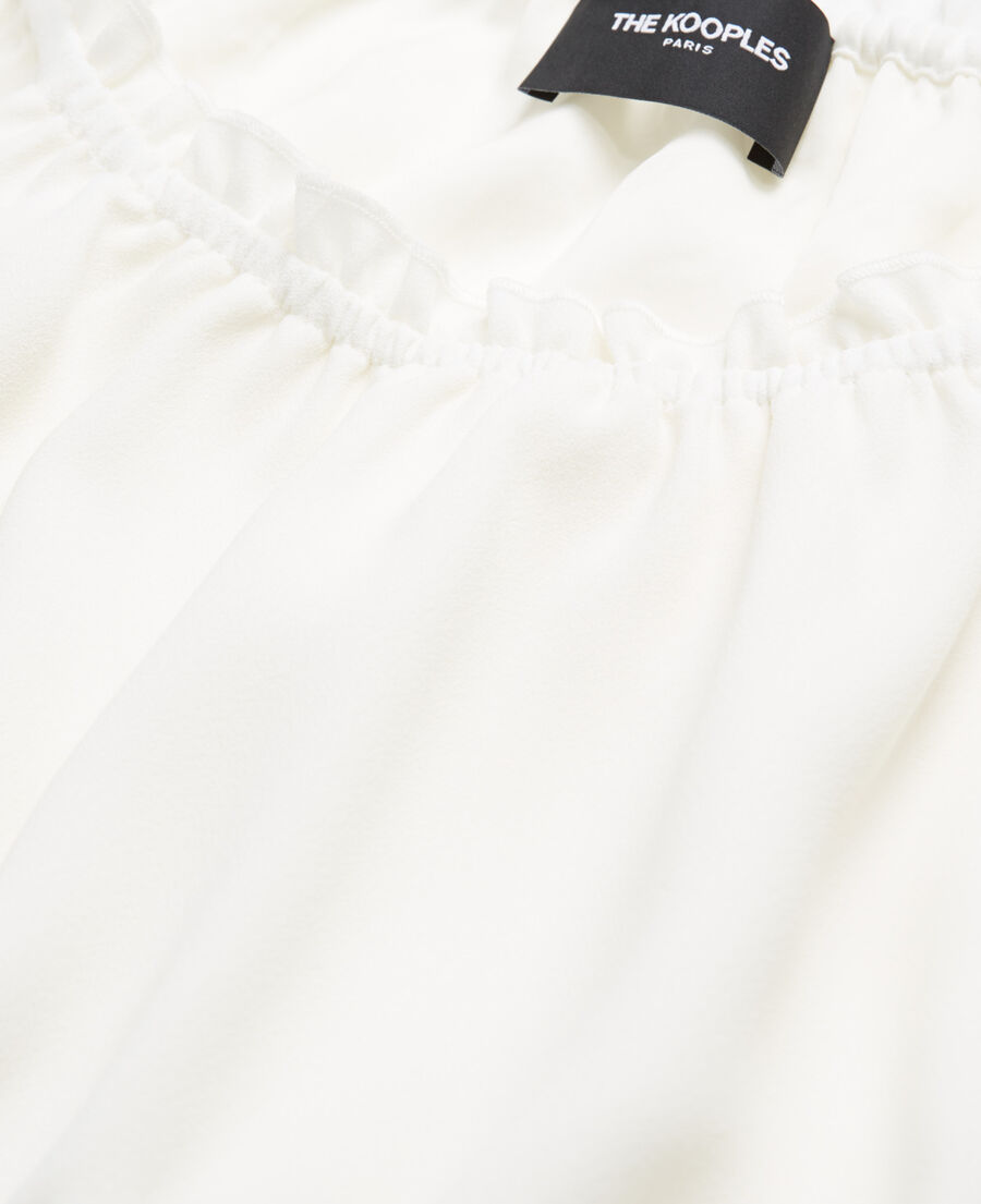 The Kooples F OFF WHITE ecru crepe top with short puffed sleeves