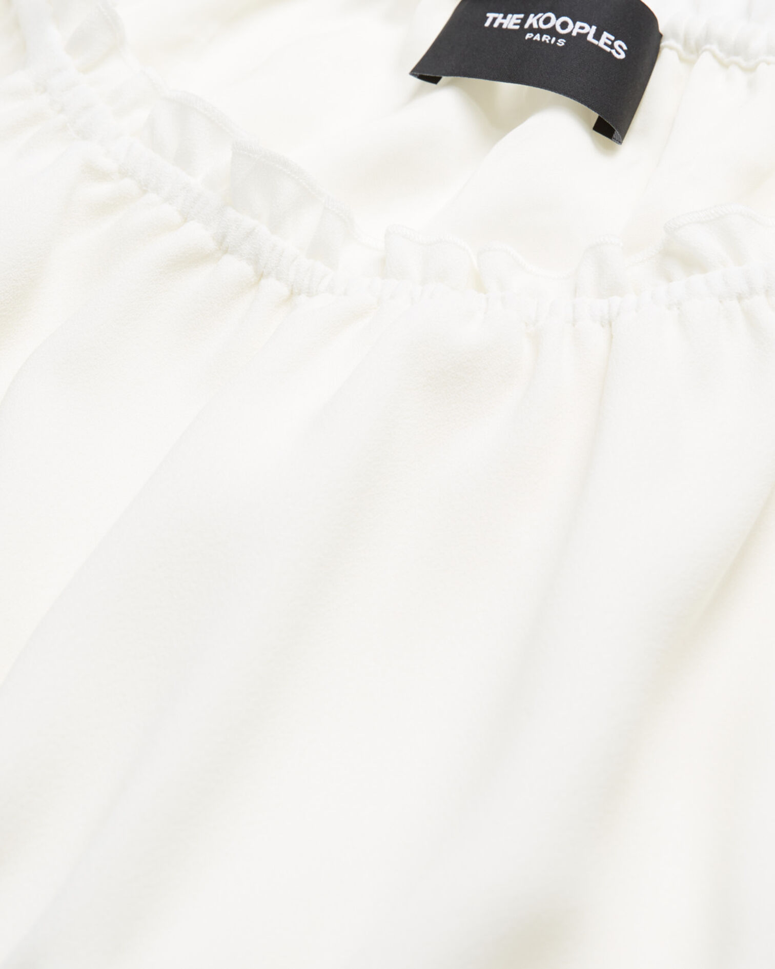 Oberteil Krepp ecru mit kurzen Puffärmeln, OFF WHITE, hi-res image number null