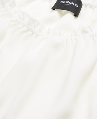 The Kooples F OFF WHITE ecru crepe top with short puffed sleeves
