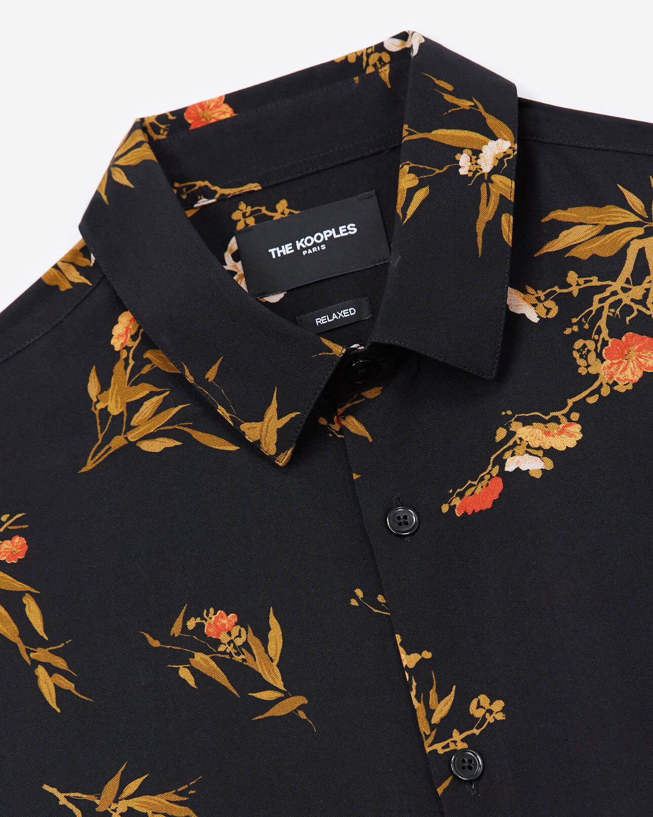 The Kooples H BLACK printed black shirt with classic collar