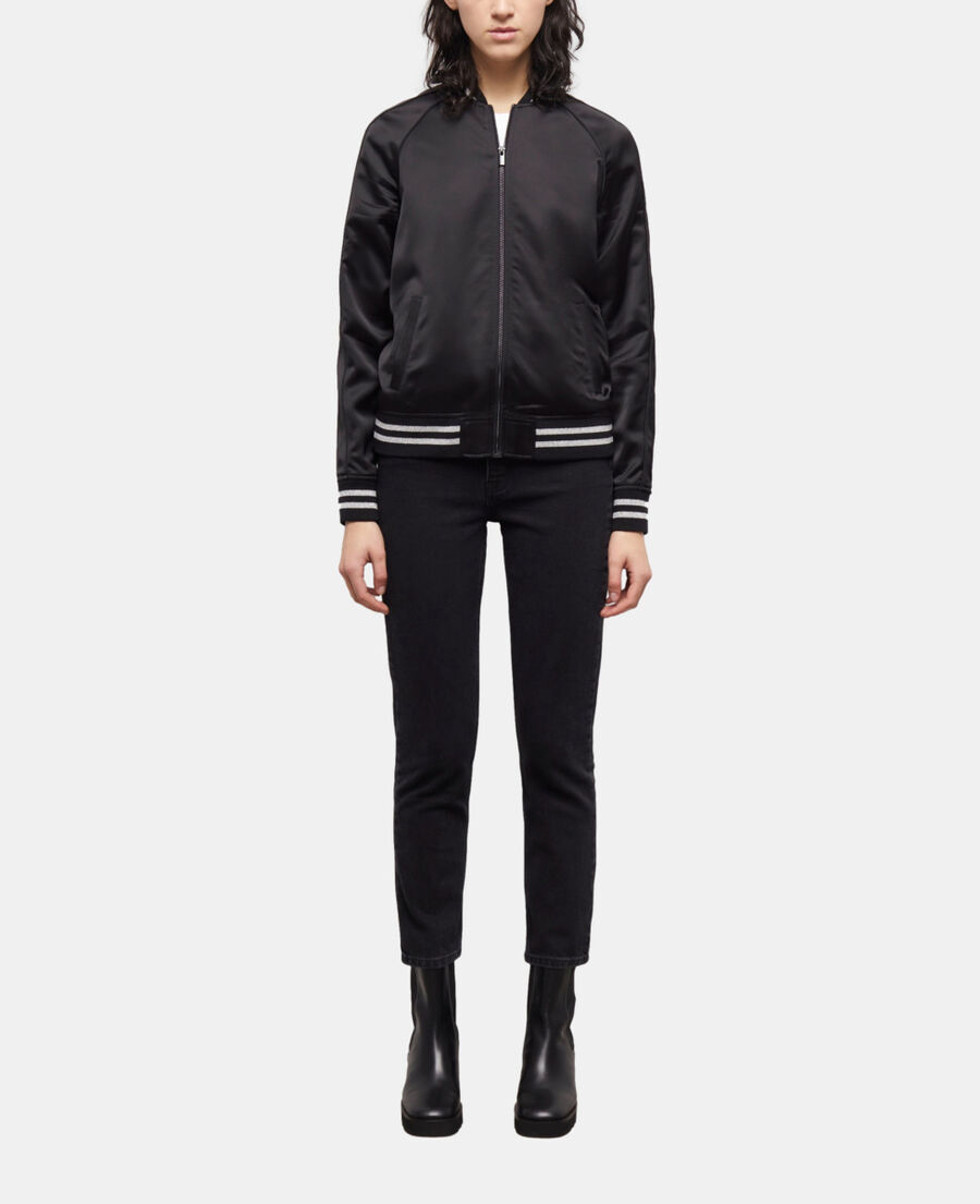 black satin zipped sweatshirt