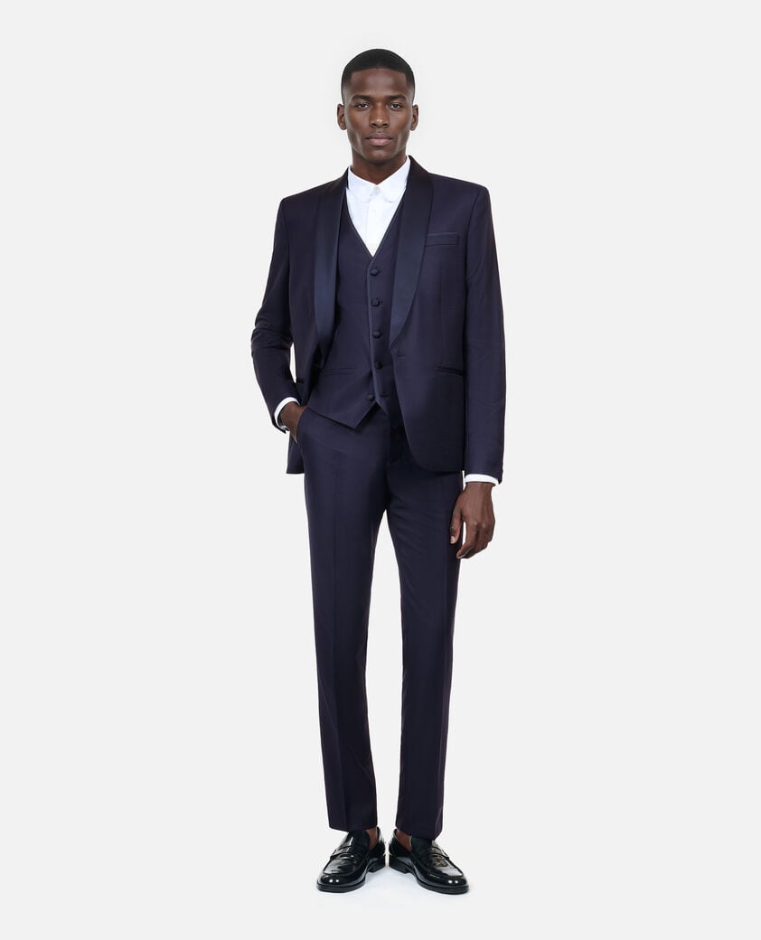 The Kooples HERREN NAVY marineblaue smokingjacke aus wolle