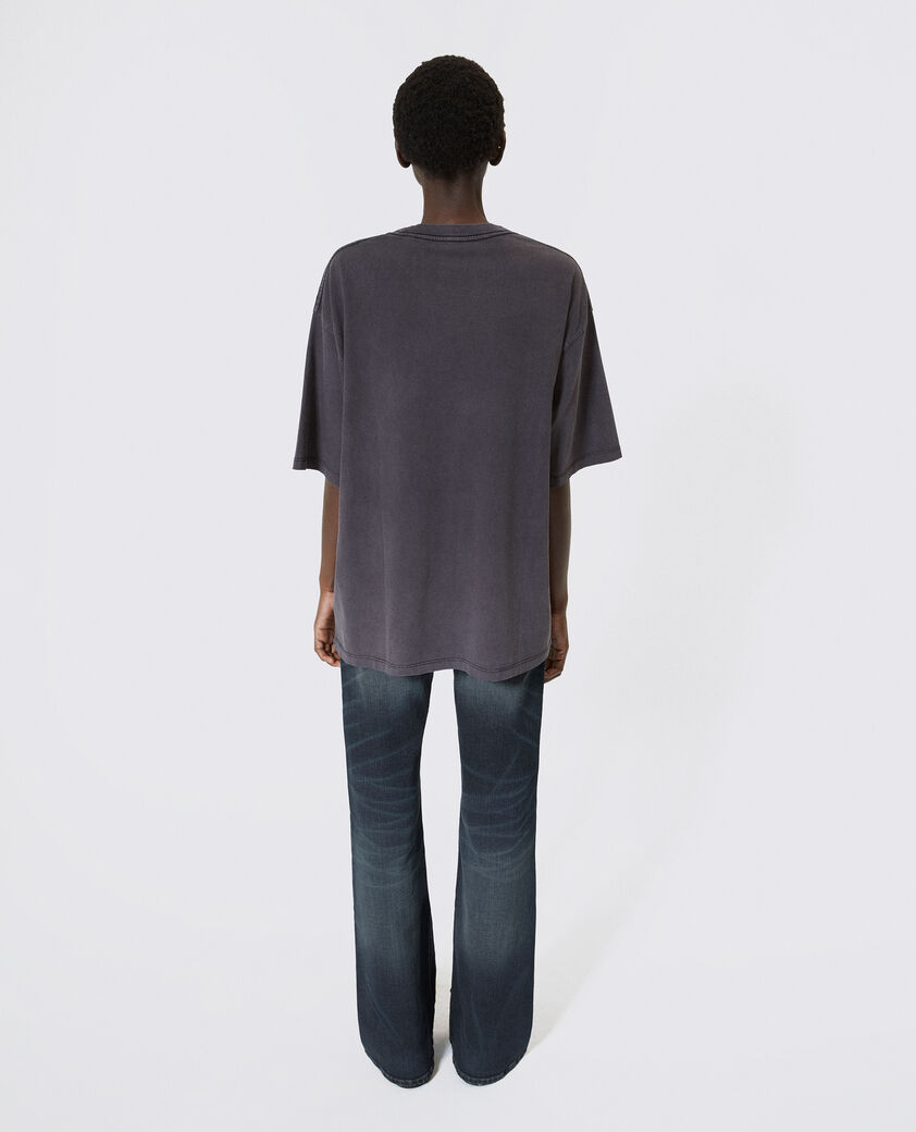 The Kooples FEMME BLACK WASHED t-shirt oversize avec s&eacute;rigraphie noir d&eacute;lav&eacute;