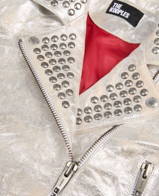 The Kooples DAMEN 52 ARGENT VIEILLI CORNE silberne jacke aus leder mit nieten