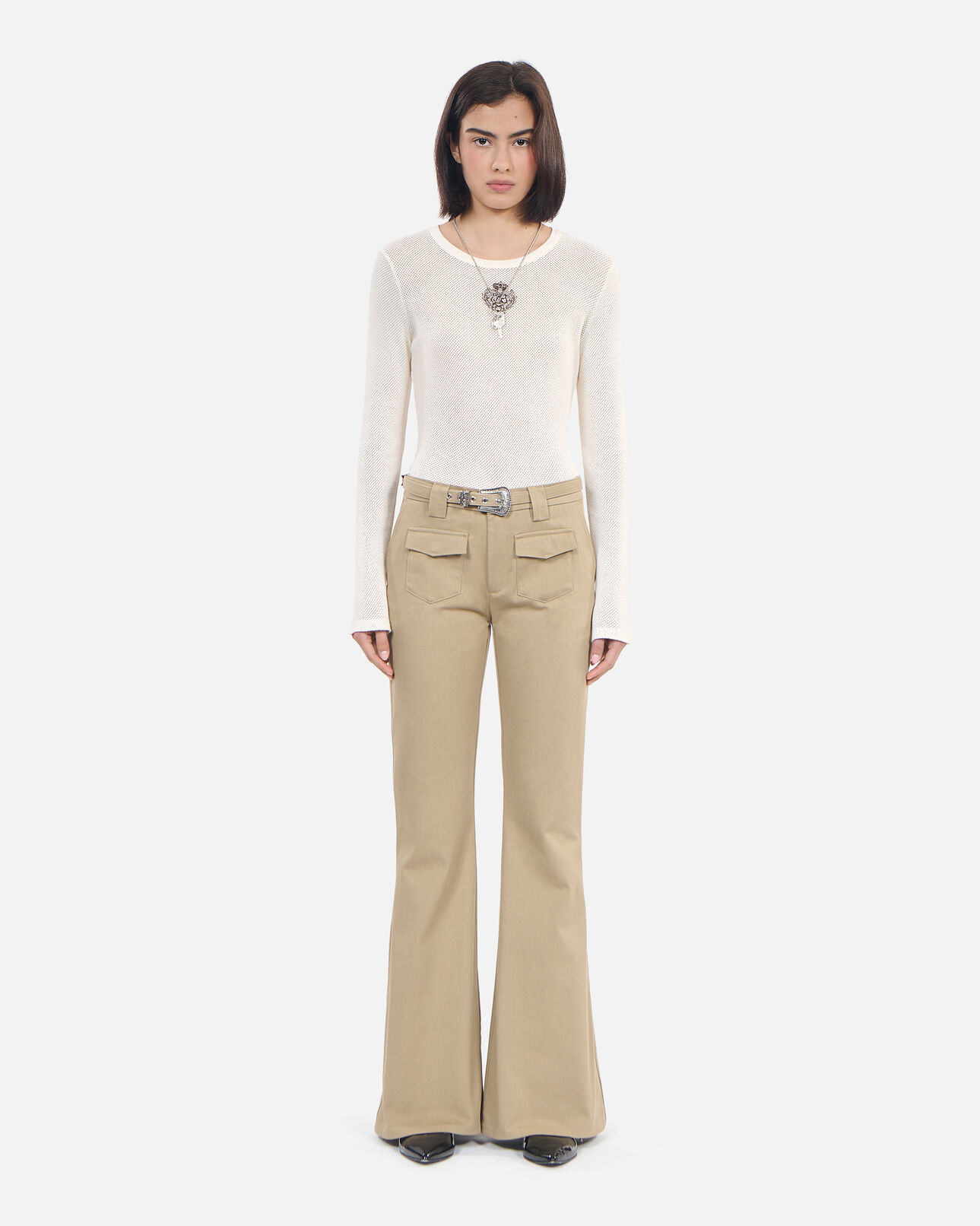 The Kooples MUJER BEIGE pantalón beige acampanado