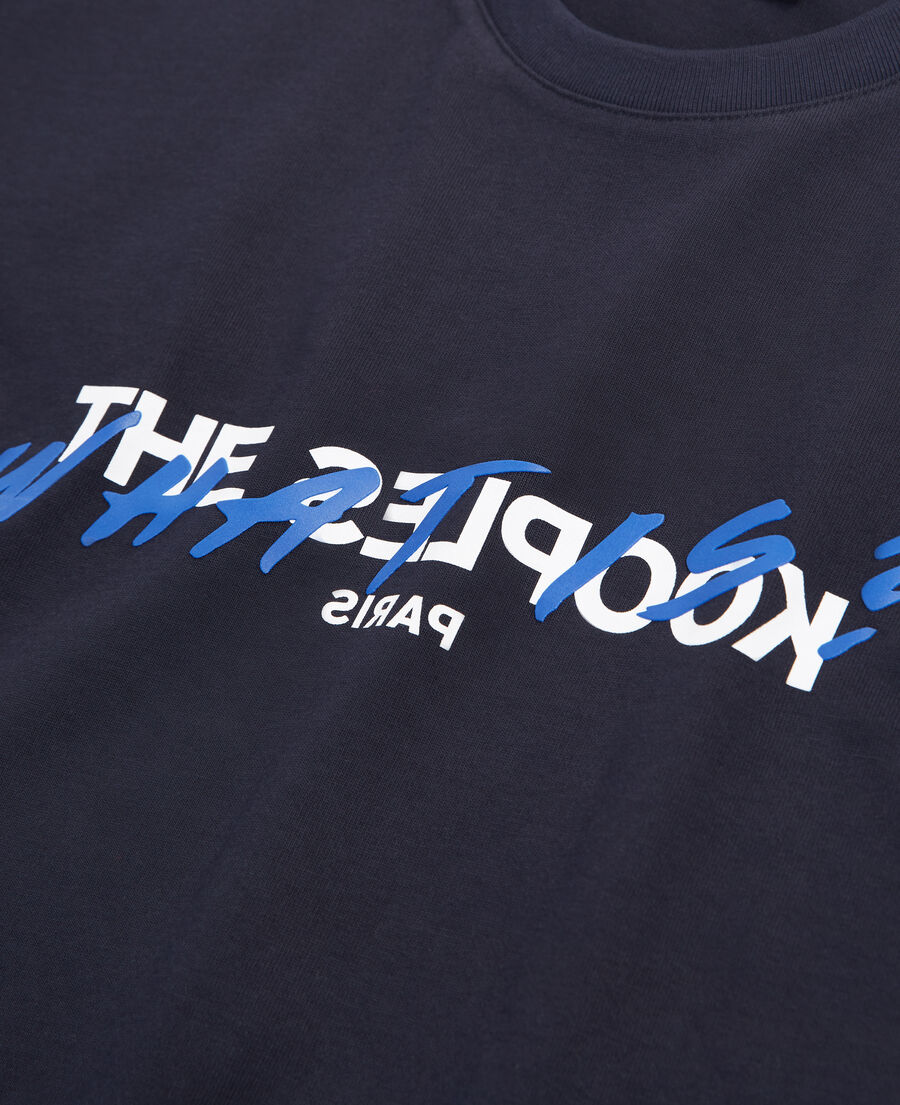 navy cotton t-shirt with print what is