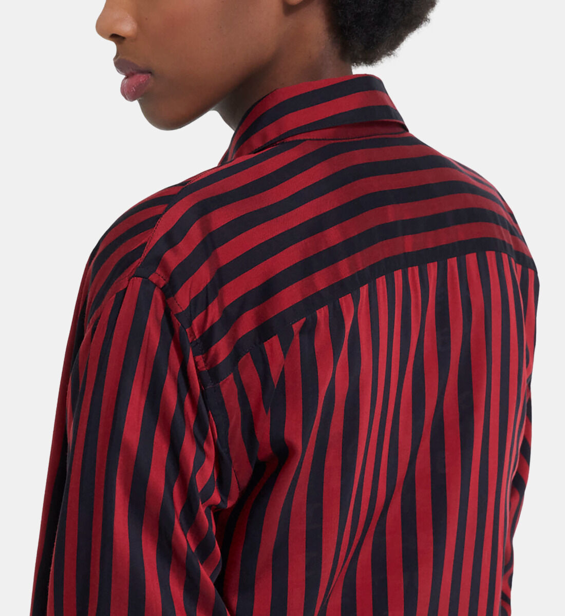 H&m red and black striped shirt top