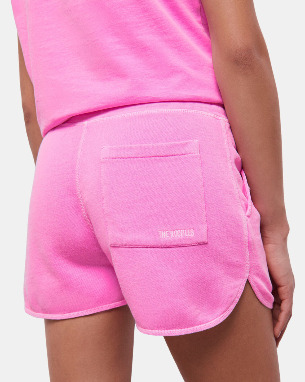 The Kooples WOMEN FLUO PINK fluorescent pink fleece shorts with logo