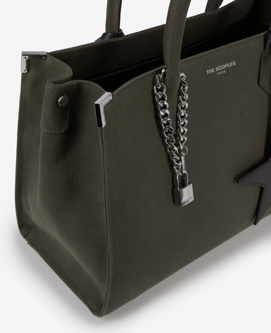 The Kooples WOMEN KAKI khaki canvas ming tote bag