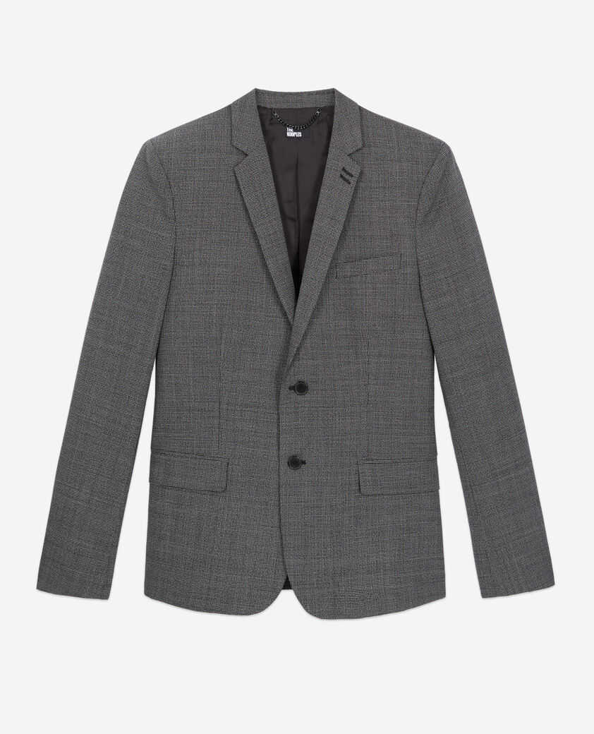 The Kooples HERREN BLACK-ECRU schwarze anzugjacke aus wolle mit motiven