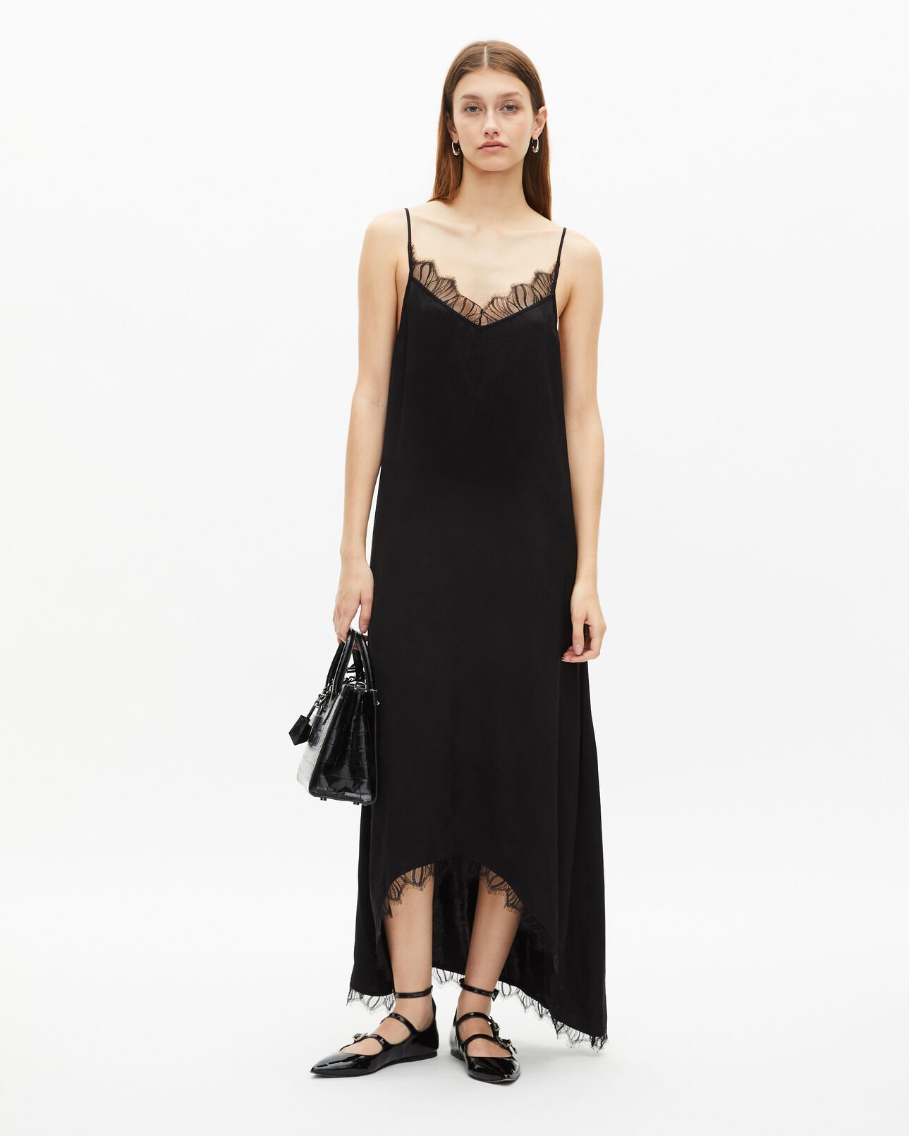 The Kooples FEMME BLACK robe nuisette longue jacquard noire