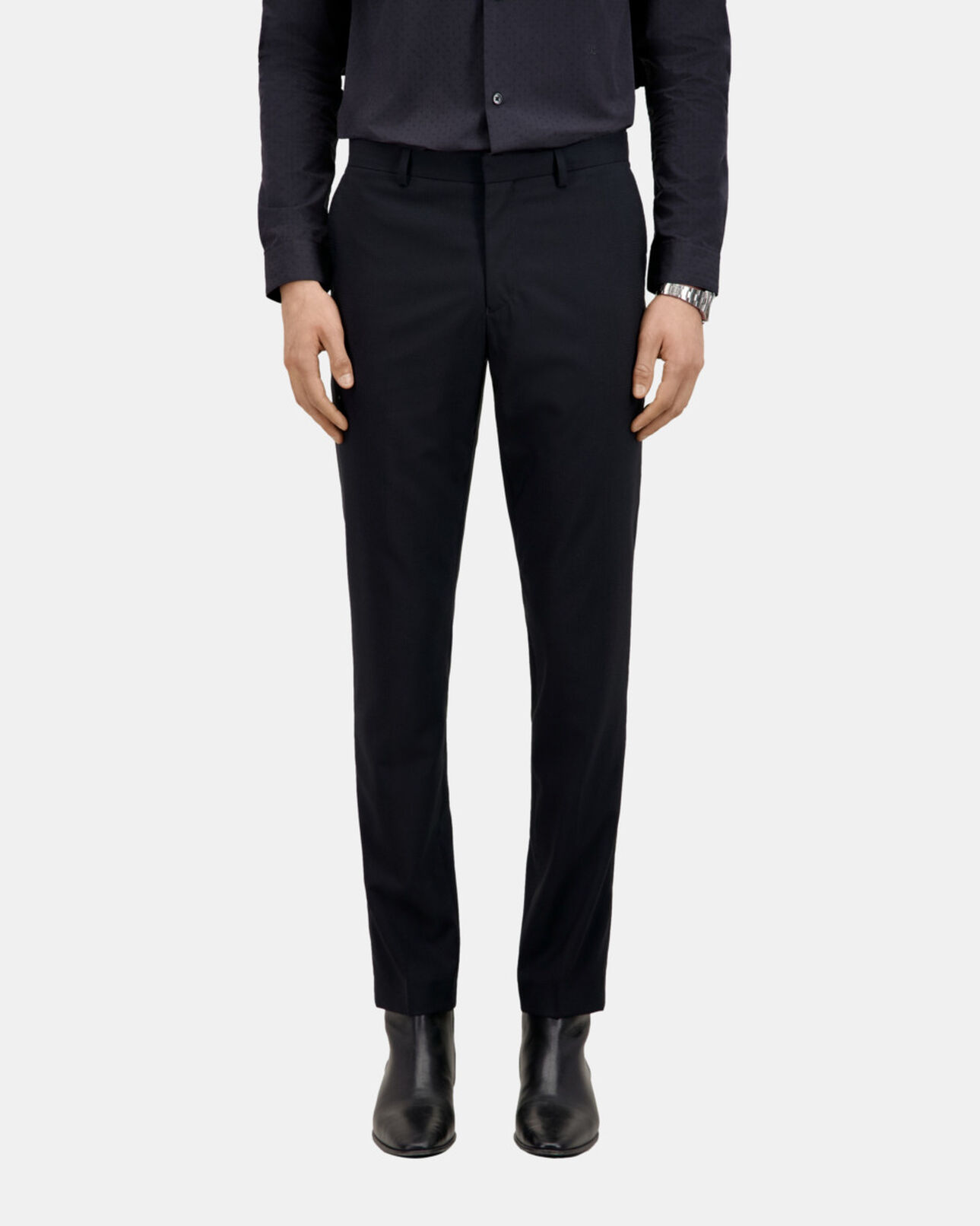 The Kooples MEN DARK NAVY prince of wales navy blue wool suit trousers