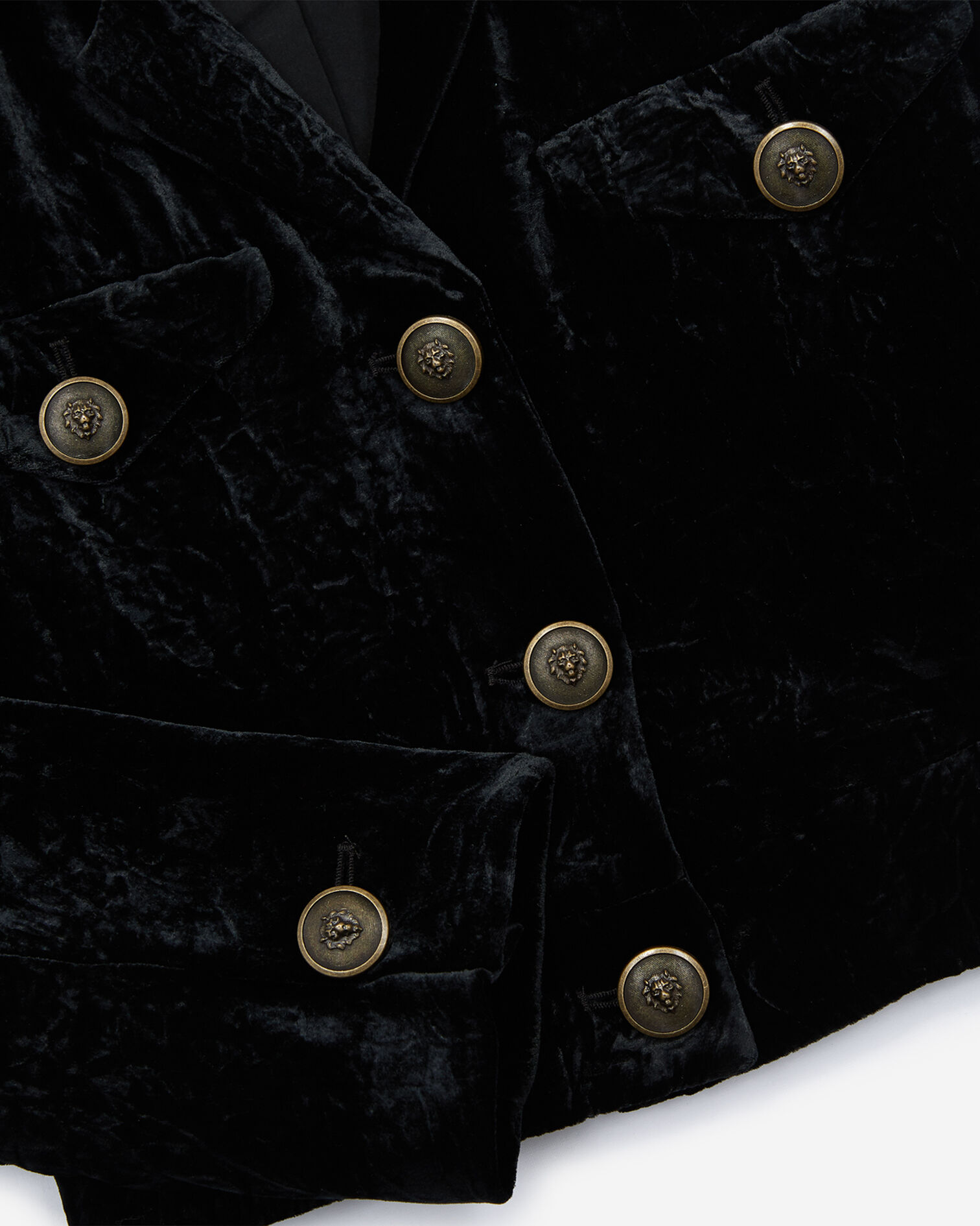 Black crushed velvet jacket with patch pockets, BLACK, hi-res image number null