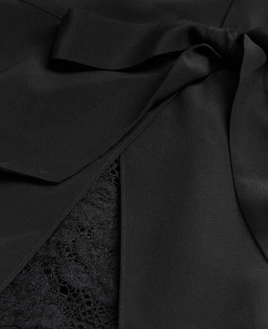 The Kooples FEMME BLACK robe longue en soie noire